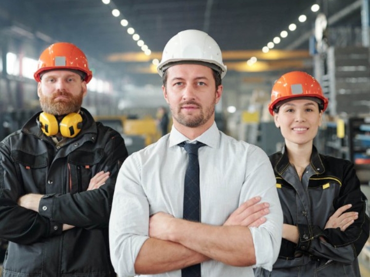 Team operativo in un ambiente produttivo industriale